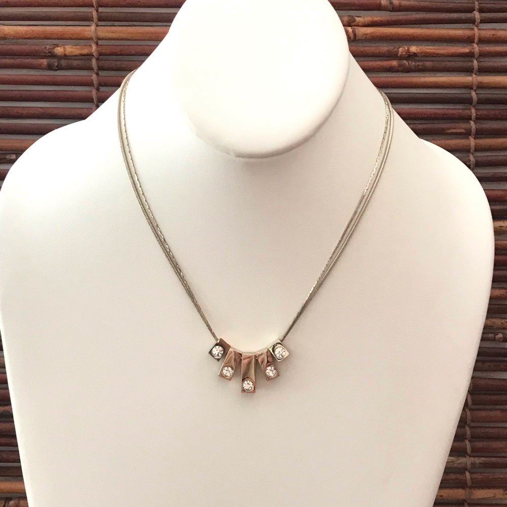 White House Black Market Reversible Rhinestone or Black Glass Necklace Necklace - Picture 2 of 7